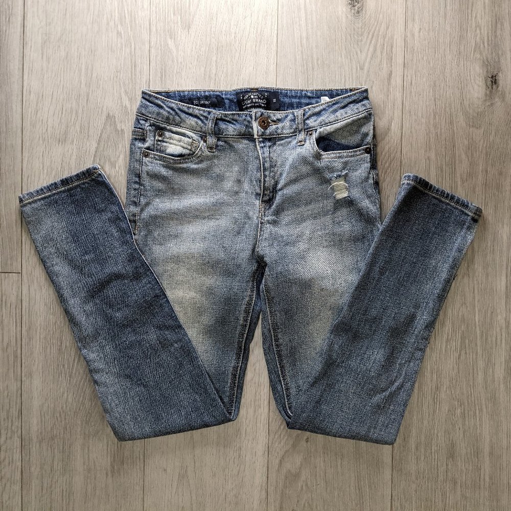 Lucky Brand Zoe Skinny Distressed Denim Jean Girl's 14